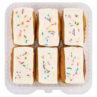 6 Pack Mini Birthday Cake Loaves with Vanilla Icing and Rainbow Sprinkles