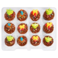 12 Pack Chocolate Cupcakes W/ Chocolate Icing & Picks