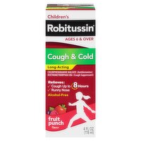 Robitussin Children's Long-Acting Fruit Punch Flavor Cough & Cold Liquid, Ages 6 & Over, 4 fl oz