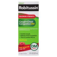 Robitussin Maximum Strength Adult Cough+Chest Congestion DM Liquid, For Ages 12 & Over, 8 fl oz