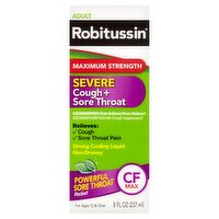 Robitussin Adult Maximum Strength Severe Cough + Sore Throat Liquid, For Ages 12 & Over, 8 fl oz