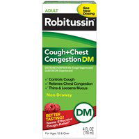 Robitussin Adult Cough+Chest Congestion DM Cough Relief, for Ages 12 & Over, 4 fl oz