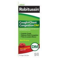 Robitussin Adult Cough+Chest Congestion DM Liquid, For Ages 12 & Over, 8 fl oz, 8 Fluid ounce