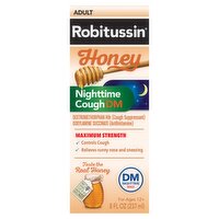 Robitussin Maximum Strength Adult Honey Nighttime Cough DM, For Ages 12+, 8 fl oz, 8 Fluid ounce