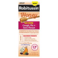 Robitussin Honey CF Max Day Adult Syrup for Severe Cough, Sore Throat, & Flu with Real Honey, 8 oz, 8 Fluid ounce