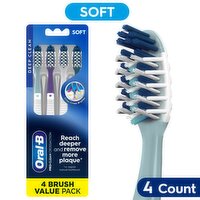 Oral-B Pro Clean Cross Action Toothbrushes, Deep Plaque Removal, Soft, 4 Count