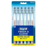 Oral-B Fresh & Clean Medium Toothbrushes Extra Value Pack, 6 count