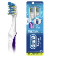 Oral-B Vibrating Pulsar Expert Clean Med Battery Powered Toothbrushes Value Pack, 2 count