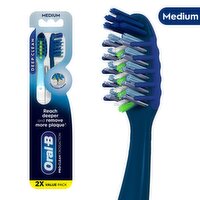 Oral-B Pro Clean Cross Action Toothbrushes, Deep Plaque Removal, Medium, 2 Count