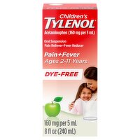 Children's Tylenol Natural Apple Flavor Pain+Fever Oral Suspension, Ages 2-11 Years, 8 fl oz