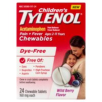 Tylenol Children's Wild Berry Flavor Acetaminophen Pain + Fever Chewable Tablets, 160 mg, 24 count