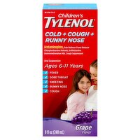 Tylenol Grape Flavor Children's Cold + Cough + Runny Nose Oral Suspension Liquid, 8 fl oz