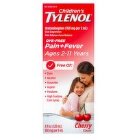 Children's Tylenol  Cherry Flavor Oral Suspension, Ages 2-11 Years, 4 fl oz, 4 Fluid ounce