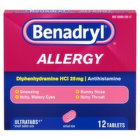 Benadryl Allergy Antihistamine Tablets, 12 count