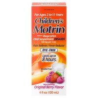 Children's Motrin Ibuprofen Kids Medicine, Berry Flavored, Dye-Free, 4 fl. oz, 4 Fluid ounce