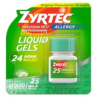 Zyrtec Indoor + Outdoor Allergy Liquid Gels, 10 mg, 25 count