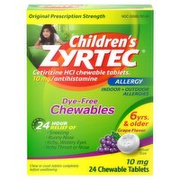 Zyrtec Children's Indoor + Outdoor Allergies Chewable Tablets, 10 mg, 6 Yrs. & Older, 24 count