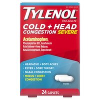 Tylenol Cold + Head Congestion Severe Caplets for Adults, 24 count