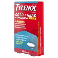 Tylenol Cold + Head Congestion Severe Caplets for Adults, 24 count