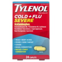 Tylenol Cold + Flu Severe Caplets for Adults, 24 count, 24 Each