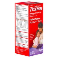 Children's Tylenol Grape Flavor Pain + Fever Oral Suspension, Ages 2-11 Years, 4 fl oz