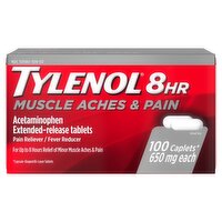 Tylenol 8hr Muscle Aches & Pain Acetaminophen Extended-Release Tablets, 650 mg, 100 count, 100 Each