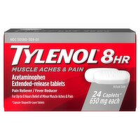 Tylenol 8 HR Muscle Aches & Pain Reliever / Fever Reducer Caplets, 650 mg, 24 count