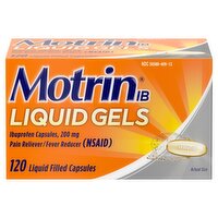 Motrin IB Ibuprofen Liquid Gels, 200 mg, 120 count, 120 Each