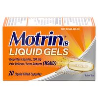 Motrin IB Ibuprofen Capsules, 200 mg, 20 count, 20 Each