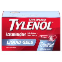 Tylenol Acetaminophen Pain Reliever-Fever Reducer for Adults Liquid Gels, 500mg, 75 Count, 75 Each
