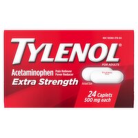 Tylenol Extra Strength Acetaminophen Pain Reliever Fever Reducer for Adults, 500 mg, 24 count, 24 Each