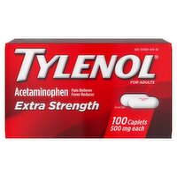 Tylenol Extra Strength for Adults Caplets, 500 mg, 100 count, 100 Each