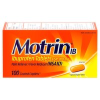 Motrin IB Ibuprofen Caplets, USP, 200 mg, 100 count, 100 Each