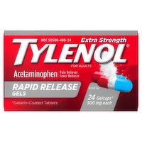 Tylenol Extra Strength Acetaminophen Rapid Release Gels for Adults, 500 mg, 24 count