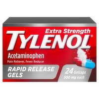 Tylenol Extra Strength Acetaminophen Rapid Release Gels for Adults, 500 mg, 24 count