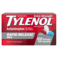 Tylenol Extra Strength Acetaminophen Rapid Release Gels for Adults, 500 mg, 100 count, 100 Each