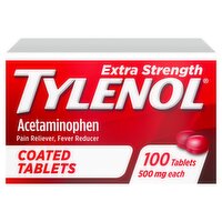 Tylenol Extra Strength Acetaminophen Coated Tablets for Adults, 500 mg, 100 count