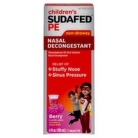 Children's Sudafed PE Non-Drowsy Nasal Decongestant Berry Flavor Liquid, 2.5 mg, 4 fl oz