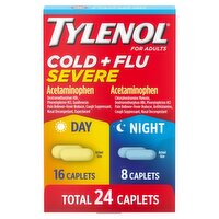 Tylenol Cold + Flu Severe Day & Night Caplets for Adults, 24 count