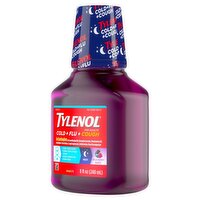 Tylenol Cold + Flu + Cough Night Wild Berry Burst Liquid for Adults, 8 fl oz