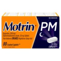 Motrin PM Coated Caplets, 80 count, 80 Each