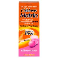 Motrin Children's Bubble Gum Flavor Ibuprofen Oral Suspension, For Ages 2 to 11 Years, 4 fl oz