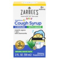 Zarbee's Baby +Immune with Agave Nighttime Cough Syrup Dietary Supplement, 6+ months, 2 fl oz