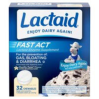 Lactaid Fast Act Vanilla Twist Flavor Lactase Enzyme Supplement, 32 count