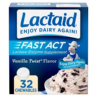 Lactaid Fast Act Vanilla Twist Flavor Lactase Enzyme Supplement, 32 count