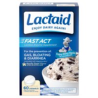 Lactaid Fast Act Vanilla Twist Flavor Lactase Enzyme Supplement, 60 count