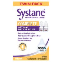 Systane Complete Optimal Dry Eye Relief Lubricant Eye Drops Twin Pack, 1/3 fl oz, 2 count