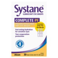 Alcon Systane Complete PF Preservative-Free Dry Eye Relief Lubricant Eye Drops, 0.01 fl oz