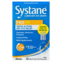Systane Pro PF Preservative-Free Lubricant Eye Drops, 32 Count, 0.01 fl oz