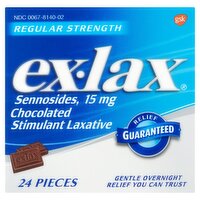 Ex-Lax Regular Strength Chocolated Stimulant Laxative, 24 count